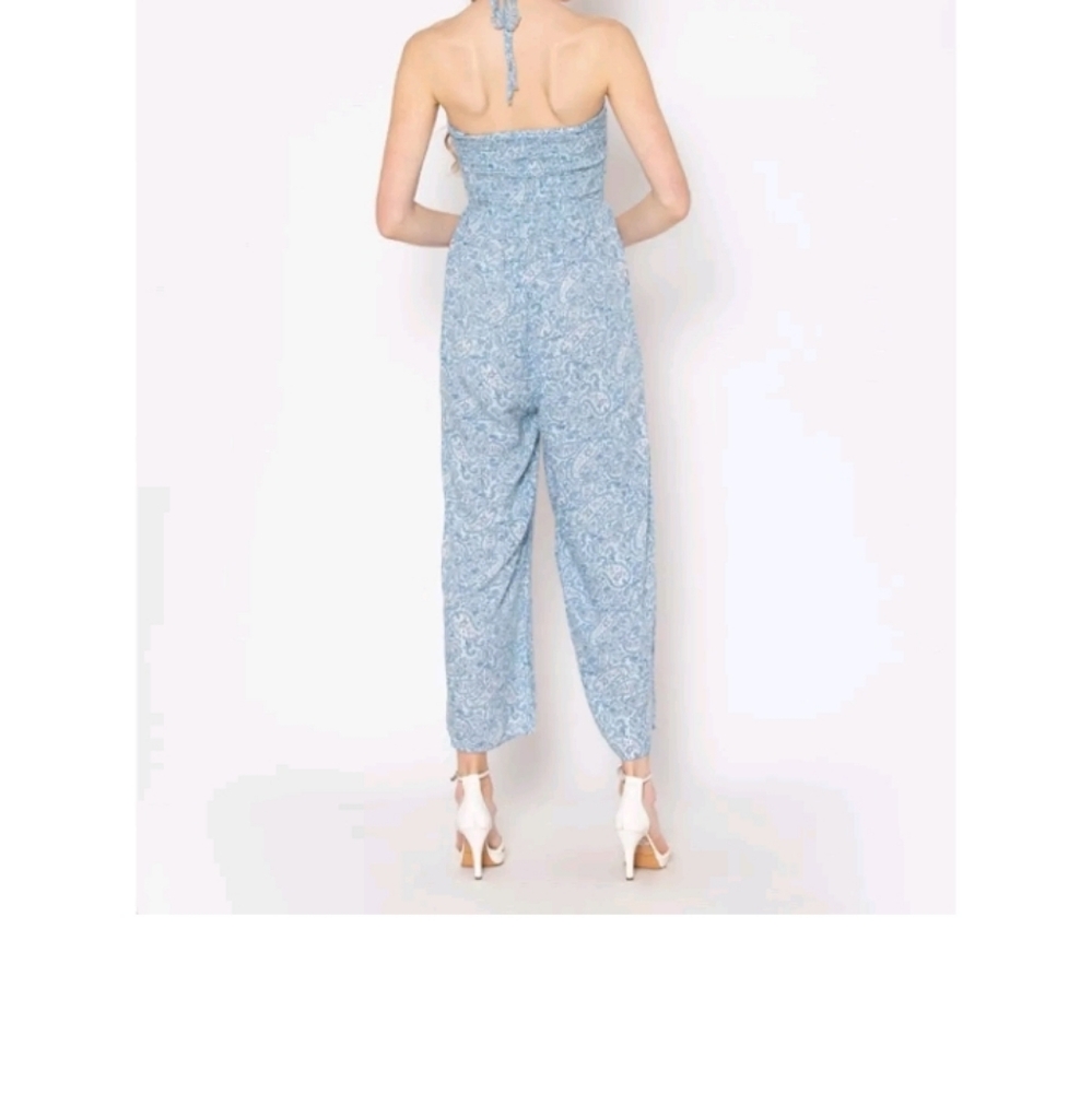 Floral Spaghetti-Strap Wide-Leg Jumpsuit in Rust Floral - Picture 4 of 14
